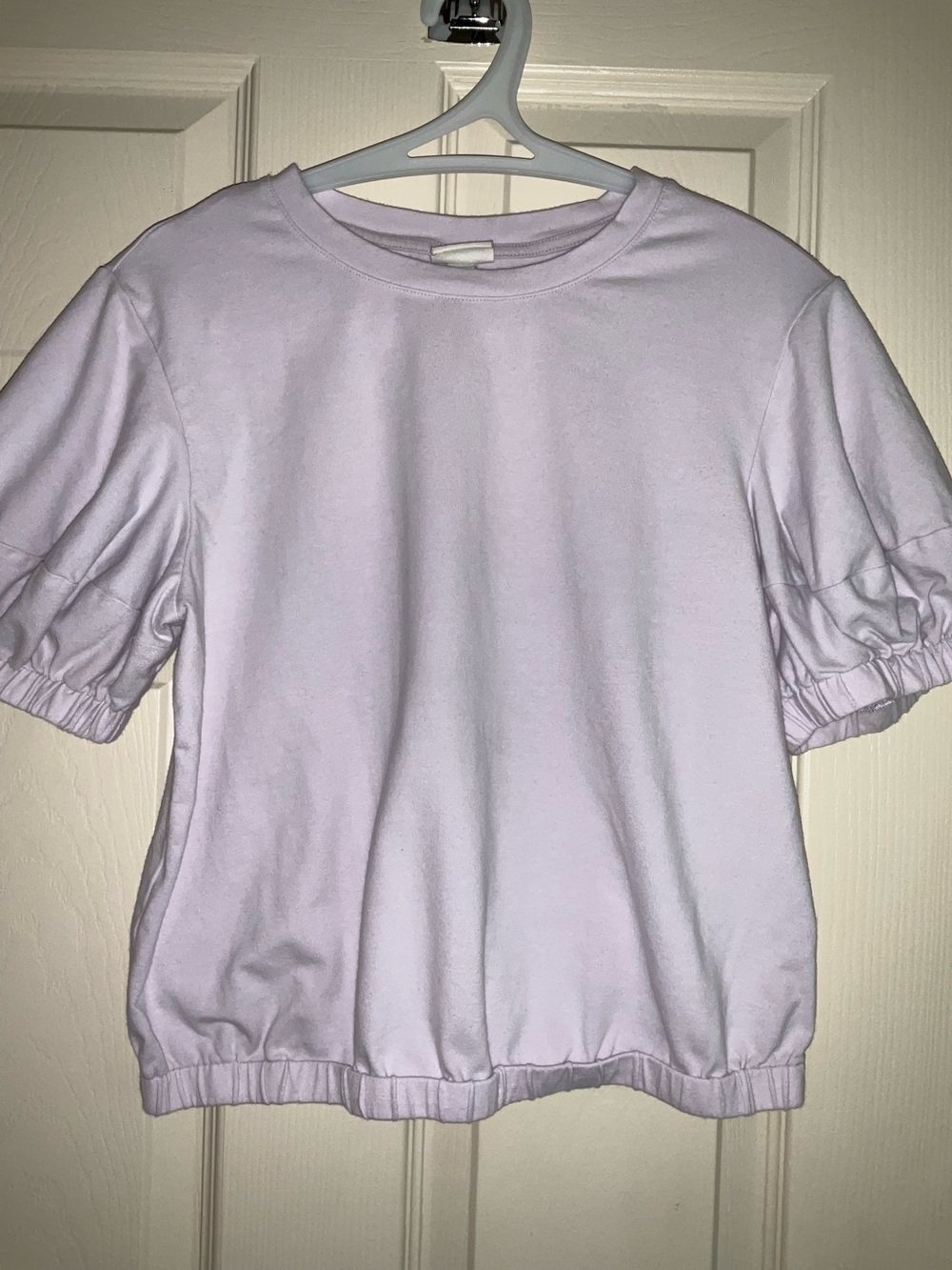 a New Day Cotton Lavender Smocked Coquette Size Small Crop Puff Short Sleeve
